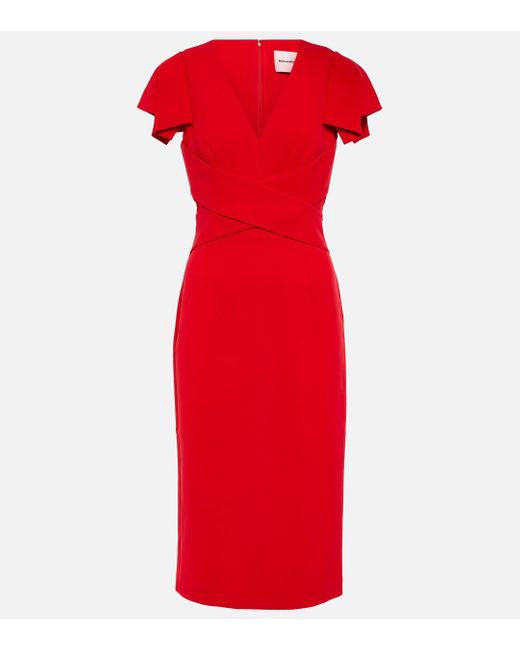 Roland Mouret Red V-neck Midi Dress