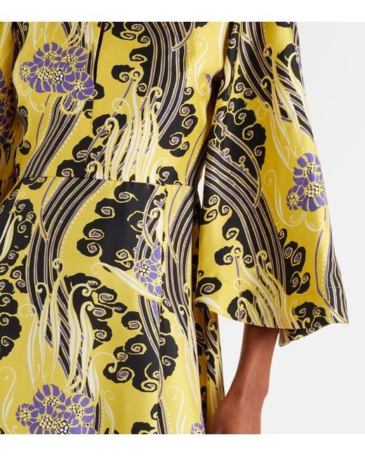 LaDoubleJ Metallic Belle Cutout Printed Silk Maxi Dress