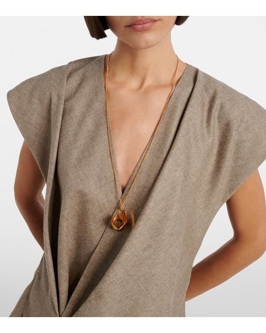 Khaite Metallic Lotus Small-Plated Pendant Necklace