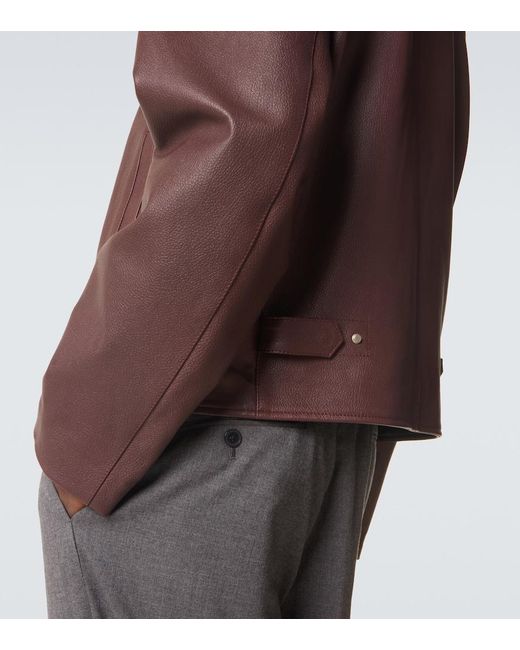 Lardini Purple Leather Jacket for men