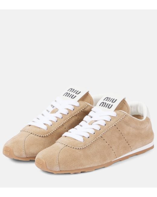 Miu Miu Natural Plume Suede Sneakers