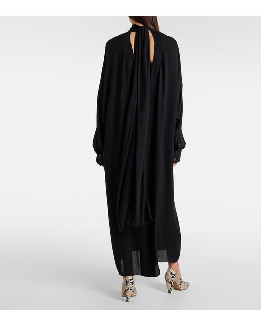 Khaite Black Lexi Silk Georgette Maxi Dress
