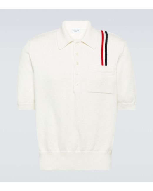 Thom Browne Polohemd RWB Stripe aus Baumwolle in White für Herren