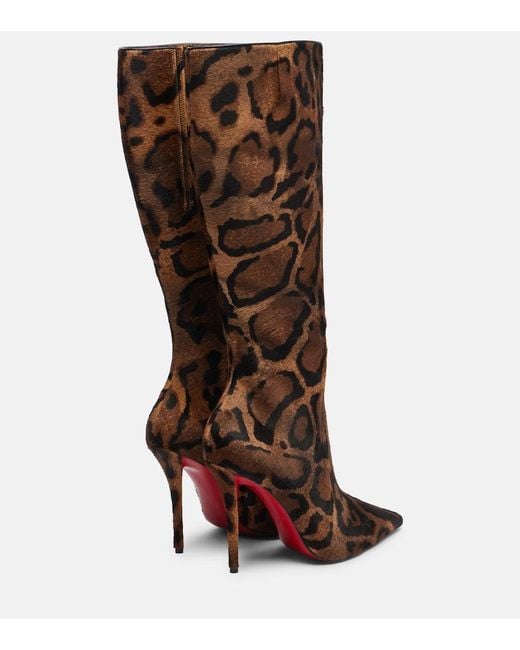 Christian Louboutin Brown Miss Z Leather Pony Hair Knee-High Boots 100