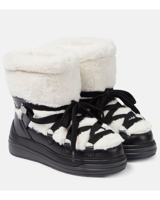 Moncler White Insolux Faux Fur And Suede Snow Boots