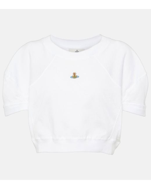 T-shirt Orb raccourci en coton a logo Vivienne Westwood en coloris White