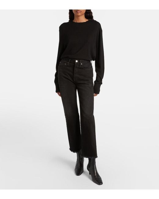 Totême  Black Distressed Straight Jeans