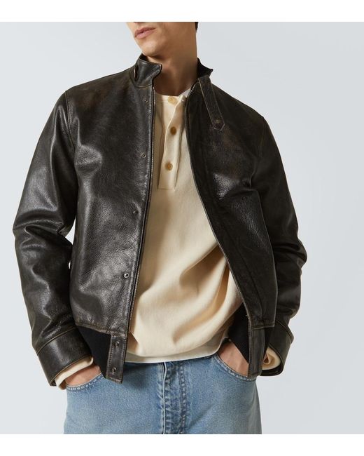 The Row Gray Edrice Leather Jacket for men
