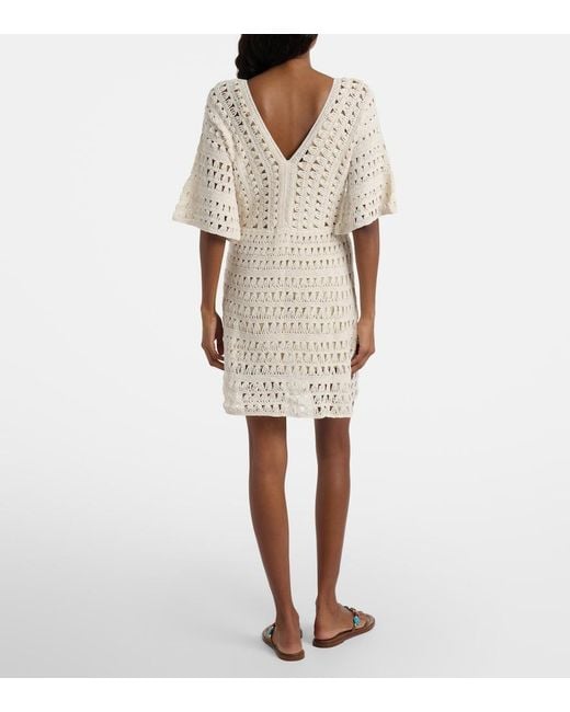 Anna Kosturova Natural Crochet Cotton Minidress