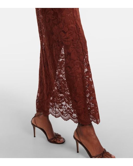 Rabanne Red Off-Shoulder Lace Maxi Dress