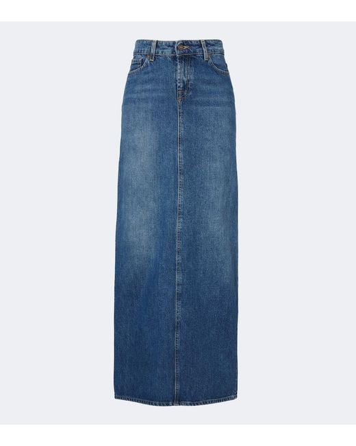 7 For All Mankind Blue Denim Maxi Skirt