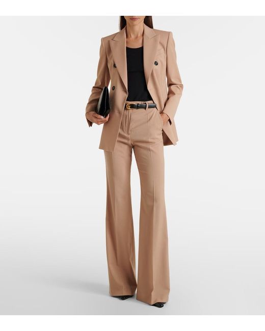 Sportmax Natural Virgin Wool Flared Pants