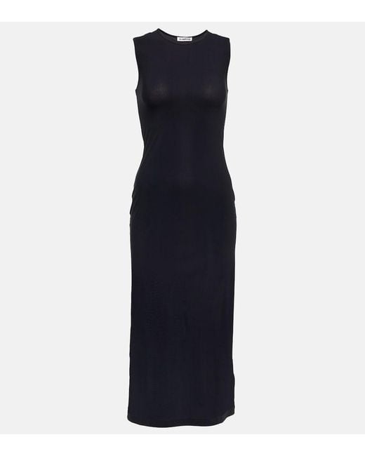 Jil Sander Blue Fitted Jersey Midi Dress