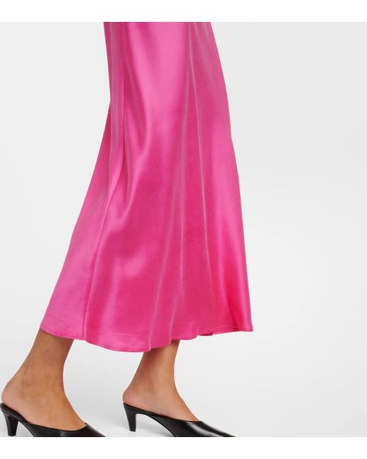 Vestido largo Valencia de seda Asceno de color Pink