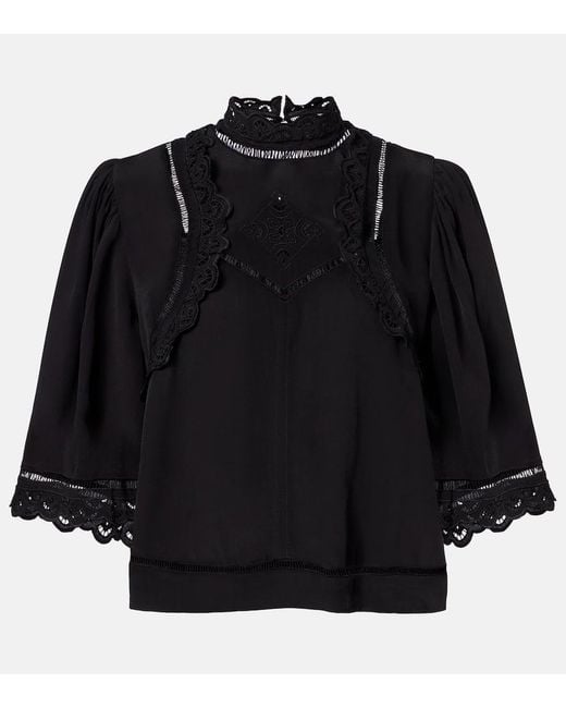 Top Frany Con Bordado Ingles Isabel Marant de color Black