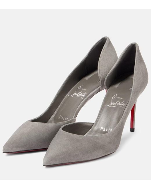 Christian Louboutin Gray Irizia 85 Suede Pumps