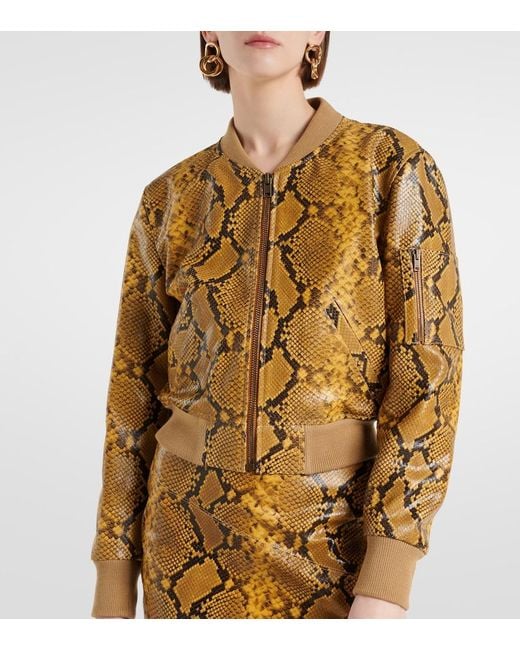 Isabel Marant Metallic Cerem Snake-Effect Leather Bomber Jacket