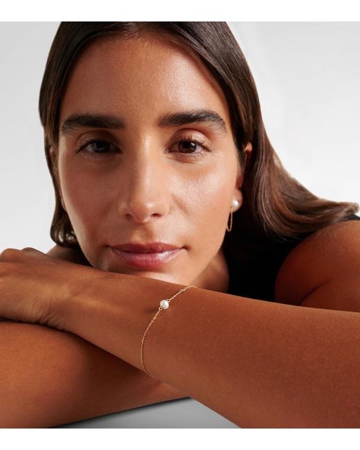 Mateo Metallic 14Kt Chain Bracelet With Diamonds And Pearls