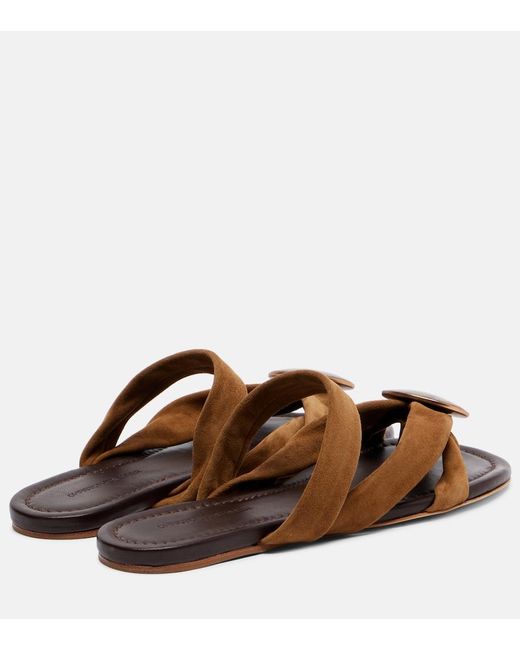 Christopher Esber Brown Doma Embellished Suede Sandals
