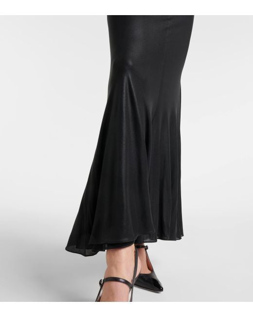 Alessandra Rich Black Laminated Jersey Maxi Dress