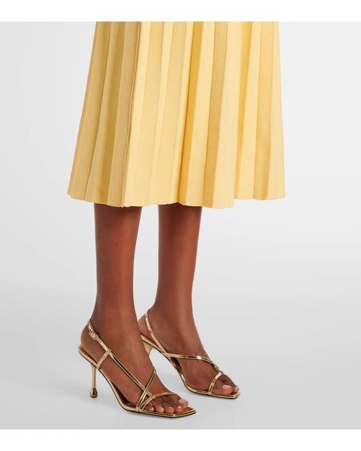 Staud Yellow Ellison Pleated Midi Dress