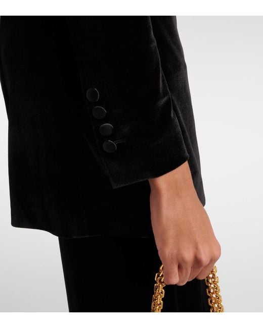 Dolce & Gabbana Black Double-Breasted Velvet Blazer