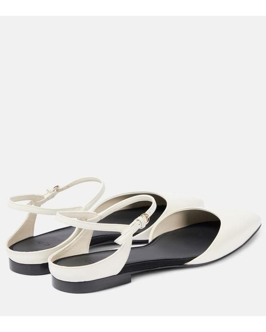 Co. White Leather Slingback Flats