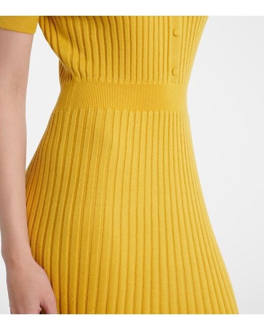 Gabriela Hearst Yellow Pleated Cashmere And Silk Polo Dress