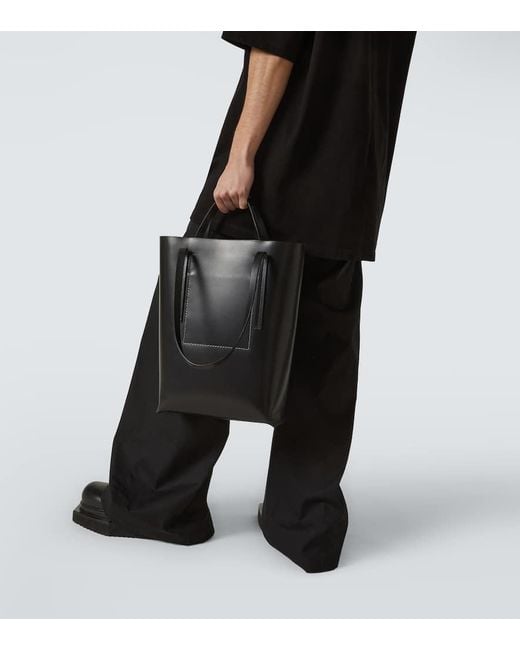 Rick Owens Black Medium Leather Tote Bag for men