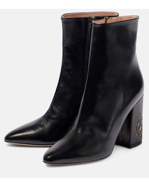 Etro Black Perforated Leather Ankle Boots