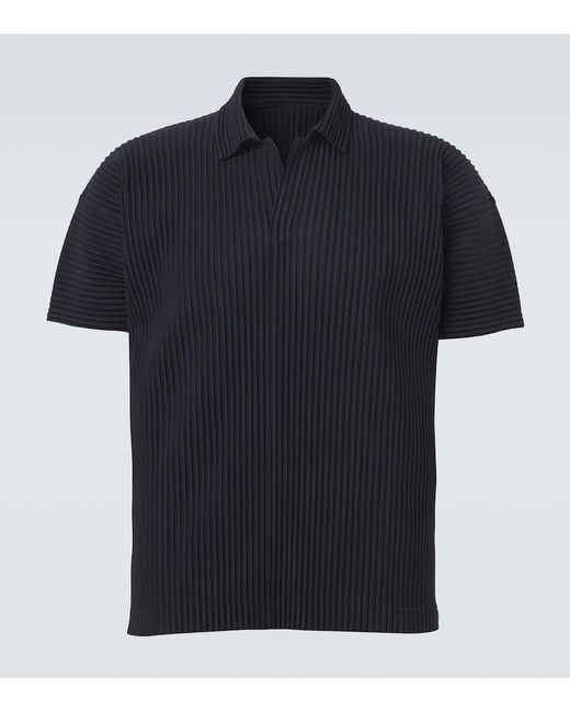 Homme Plissé Issey Miyake Blue Basics Pleated Polo Shirt for men