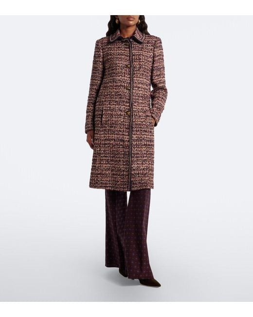 Etro Brown Single-Breasted Tweed Coat