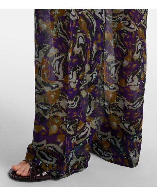 Dries Van Noten Gray Printed Wide-Leg Pants