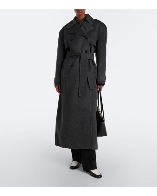Frankie Shop Black Nikola Belted Wool And Cashmere Coat
