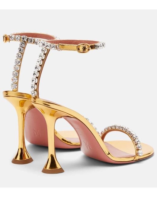 AMINA MUADDI Metallic Sandalen Gigi 95 Aus Leder Mit Kristallen