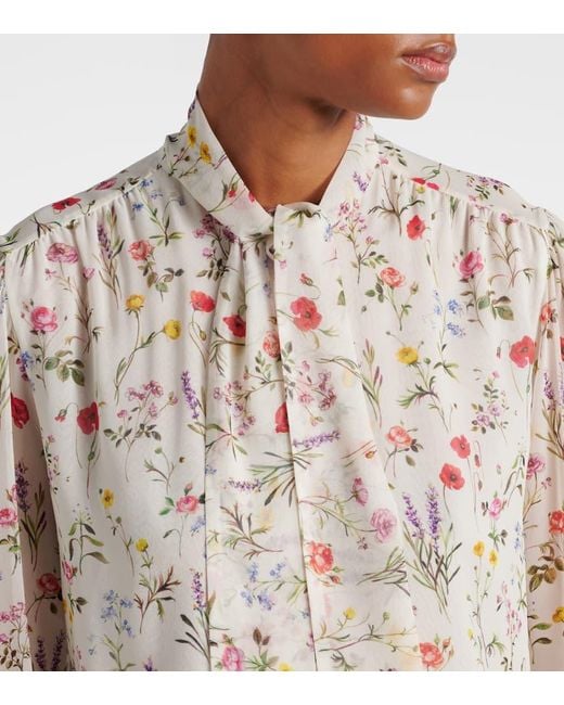 Giambattista Valli White Floral Silk Blouse
