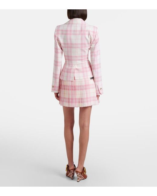 Vivienne Westwood Pink Plaid Wool-Blend Miniskirt