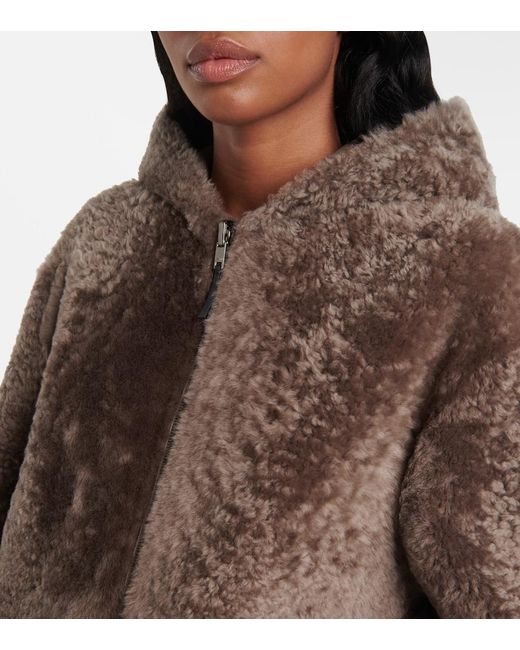 Joseph Brown Reversible Shearling And Leather Hooded Coat