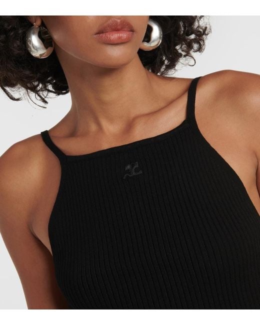 Top En Maille Cotelee Courreges en coloris Black