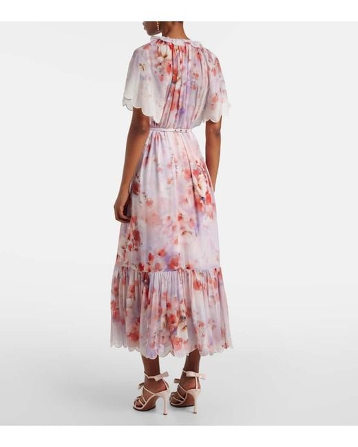 Robe Midi Crush A Fleurs Zimmermann en coloris Pink