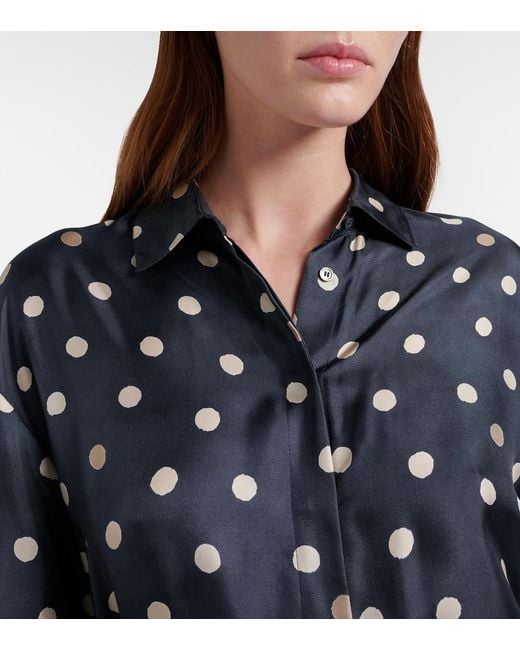 Max Mara Blue Leva Polka-Dot Silk Twill Shirt Dress