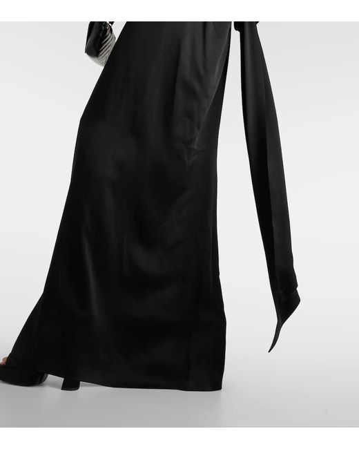 Vestido de fiesta de crepe de saten Saint Laurent de color Black