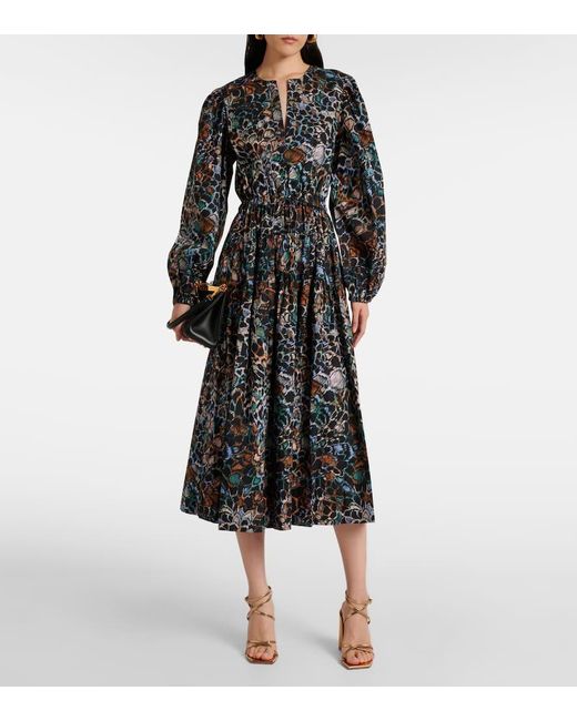 Ulla Johnson Black Aurelie Ruffled Cotton Midi Dress