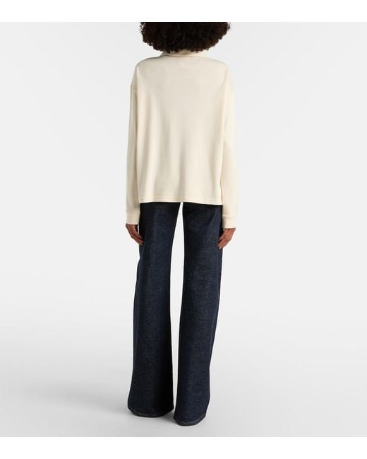 Khaite White Faithful Silk Jersey Polo Sweater