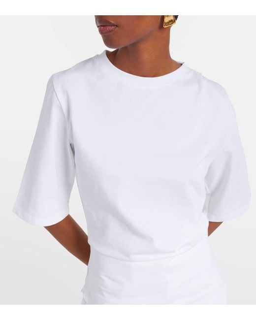 Rohe White Gathered Cotton Jersey T-Shirt