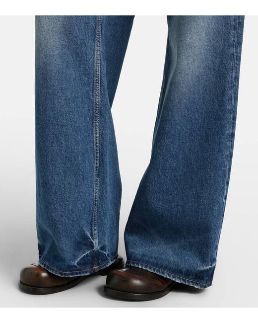 Jeans A Gamba Larga A Vita Alta di Acne in Blue