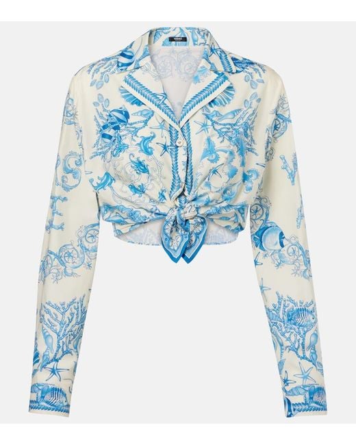 Top Cropped Underwater Barocco di Versace in Blue