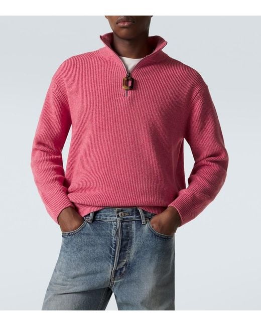 J.W. Anderson Pink Wool And Cotton Half-Zip Sweater for men
