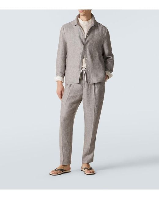 Brunello Cucinelli White Suede Thong Sandals for men