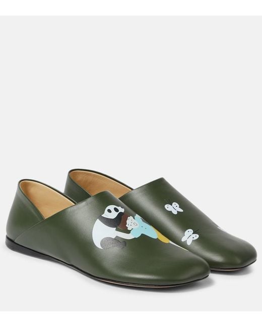 X Suna Fujita slippers Toy de piel estampada Loewe de color Green